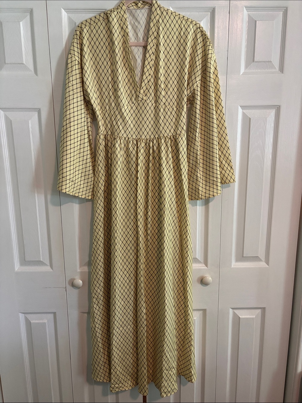Yellow Diamond-Grid Midi Dress - Harrison Liverpool Brand